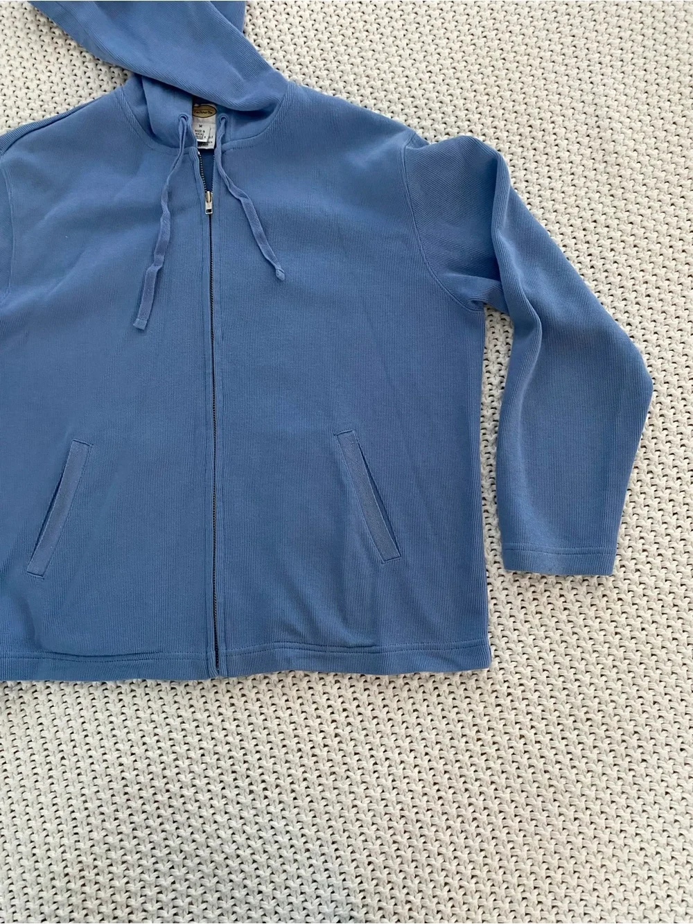 Talbots Periwinkle Blue Cotton Zip Hoodie with Hood